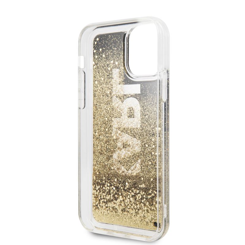 Karl Lagerfeld Logo Karl Liquid Glitter - Etui iPhone 11 (Black/Gold Glitter)