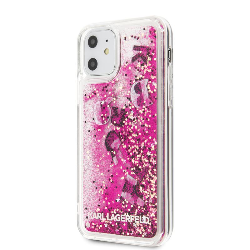Karl Lagerfeld Glitter Liquid Floatting Charms - Etui iPhone 11 (Pink Floatting Charms)