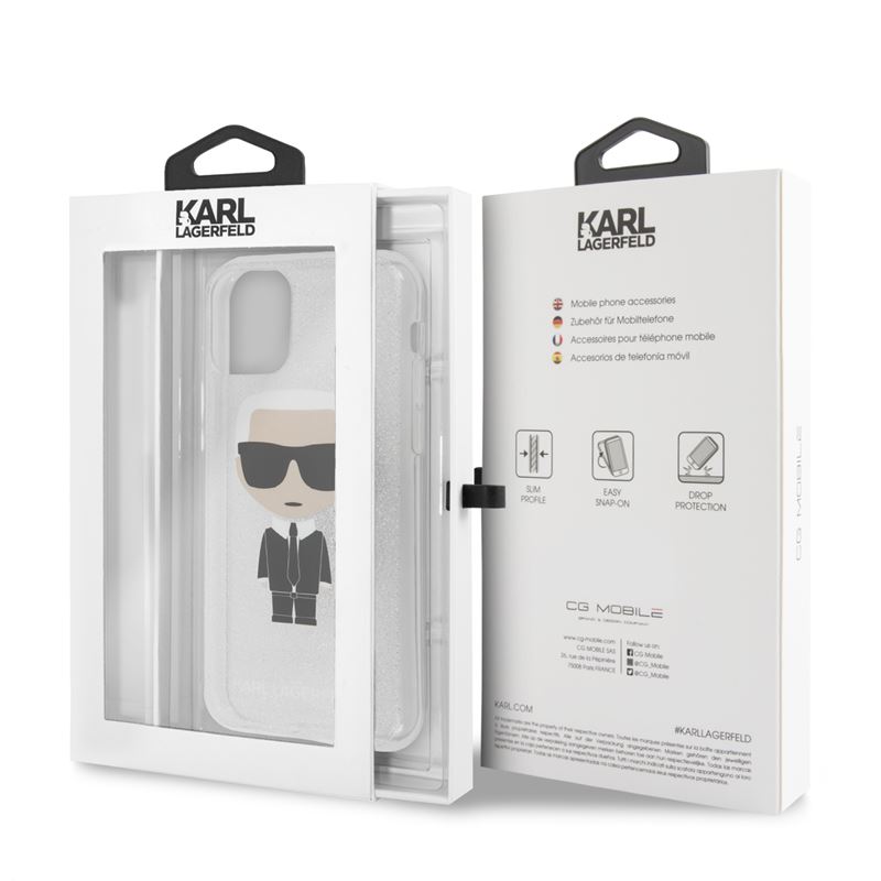 Karl Lagerfeld Iconic Karl - Etui iPhone 11 (Silver Glitter)