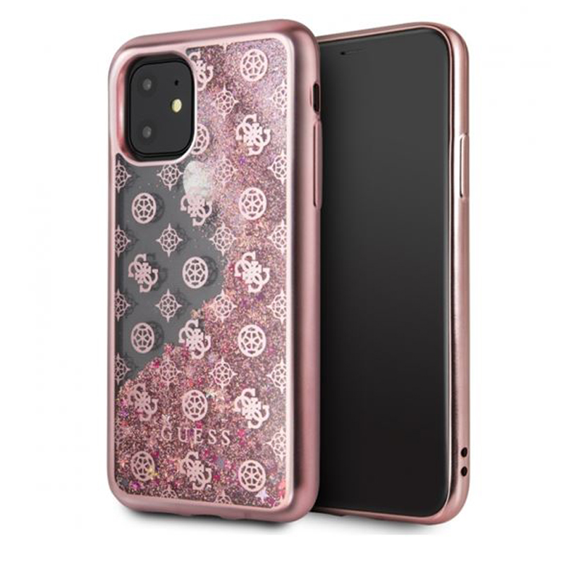 Guess 4G Peony Liquid Glitter - Etui iPhone 11 (różowy)