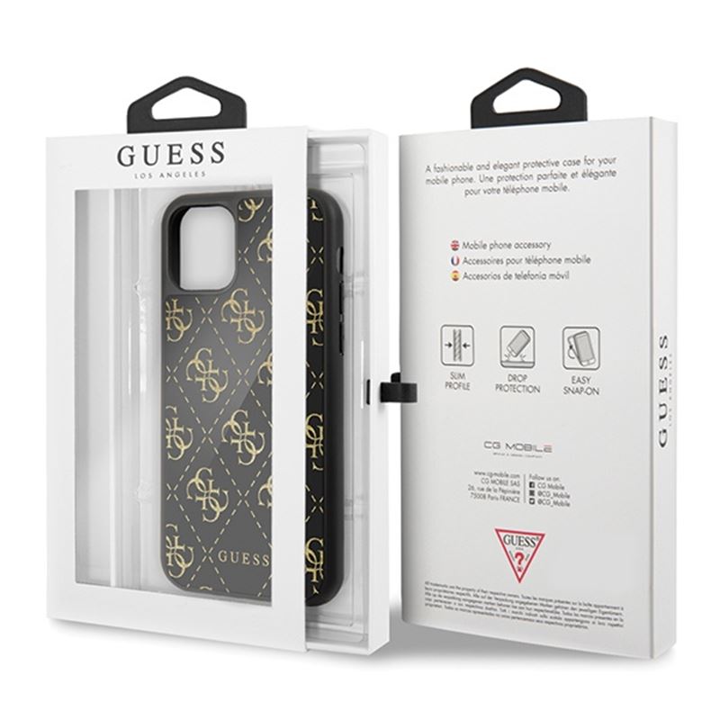 Guess Double Layer Glitter Case Peony G - Etui iPhone 11 (Black)