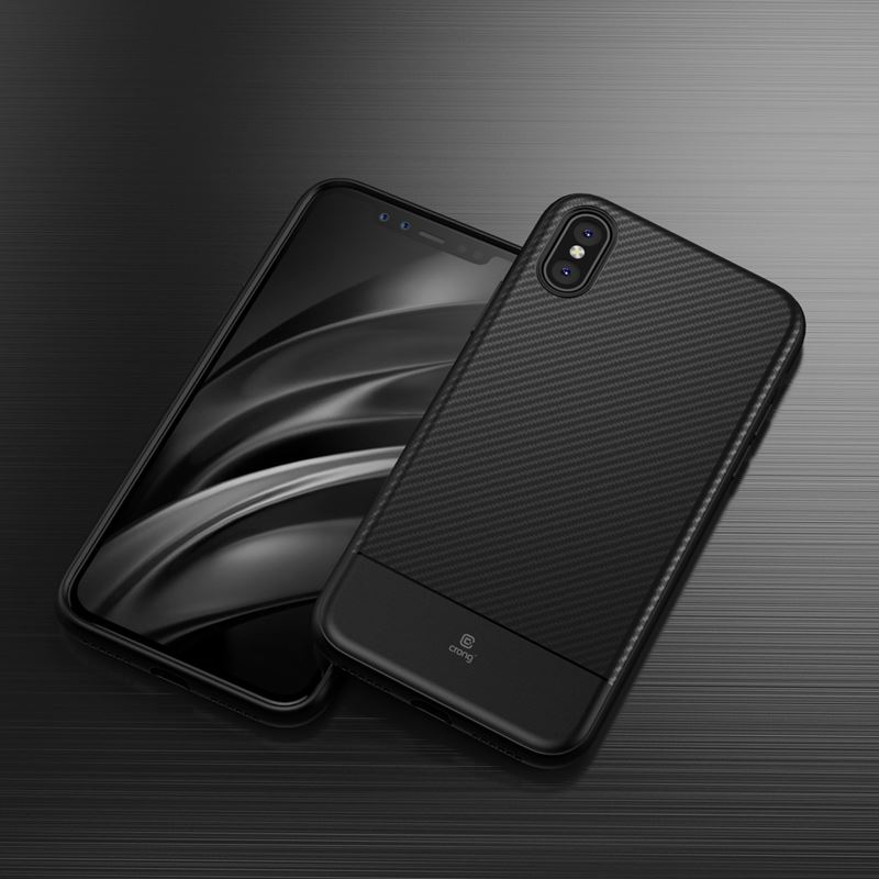 Crong Prestige Carbon Cover - Etui iPhone Xs Max (czarny)