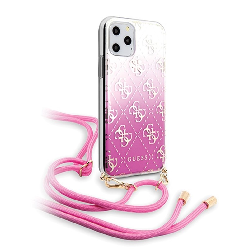 Guess 4G Gradient Hard Case - Etui z odpinaną smyczką iPhone 11 Pro (Pink)