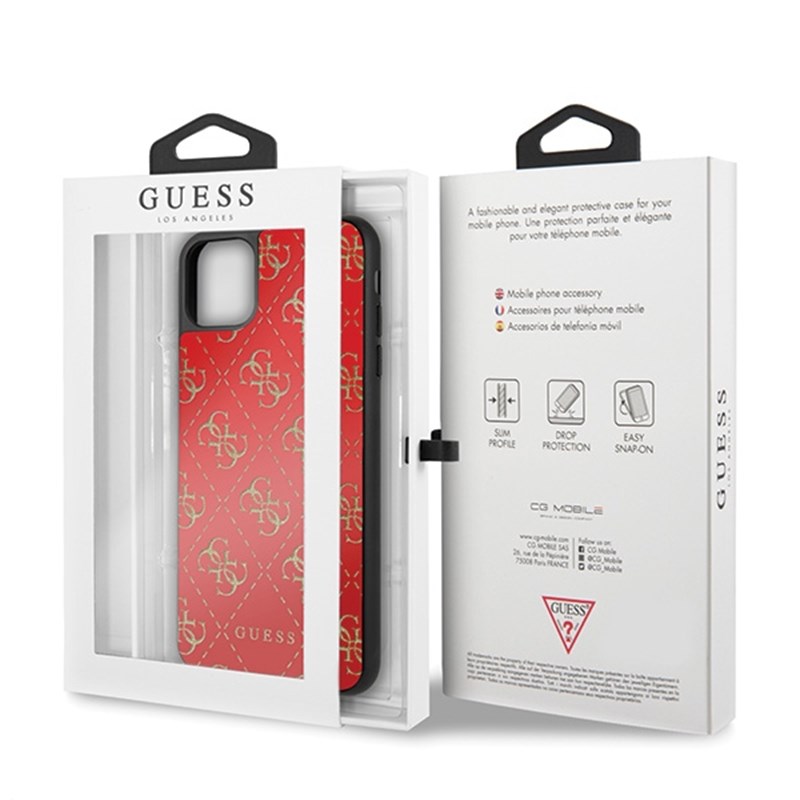 Guess 4G Double Layer Glitter Case - Etui iPhone 11 Pro Max (Red)