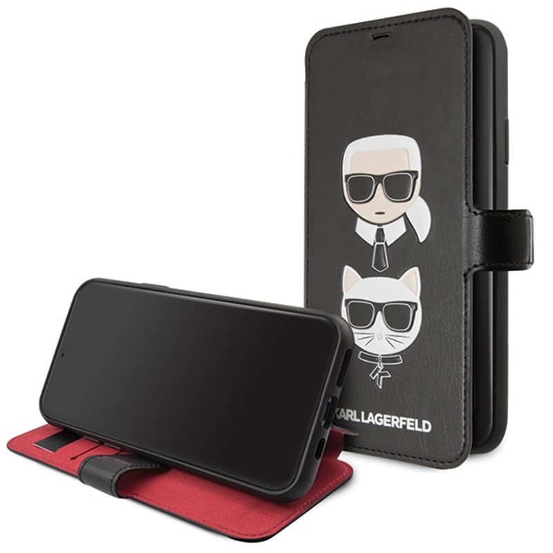 Karl Lagerfeld Booktype  - Etui iPhone 11 Pro Max z kieszeniami na karty (Black)