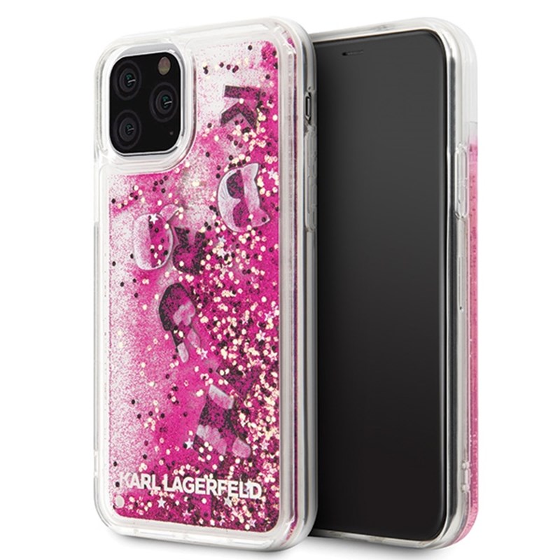 Karl Lagerfeld Glitter Liquid Floatting Charms - Etui iPhone 11 Pro (Pink Floatting Charms)