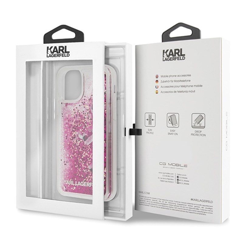 Karl Lagerfeld Glitter Liquid Floatting Charms - Etui iPhone 11 Pro (Pink Floatting Charms)