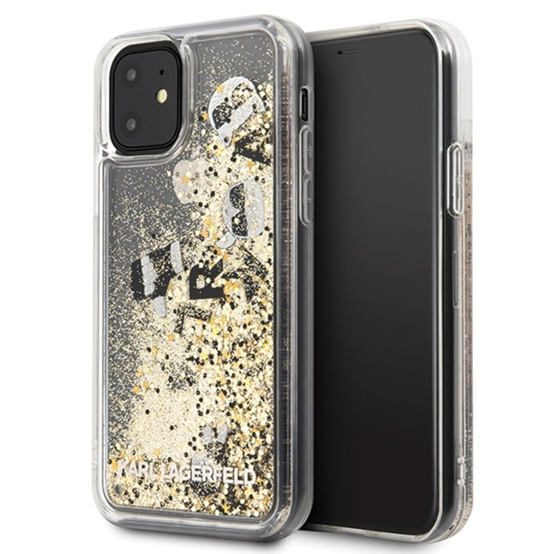Karl Lagerfeld Glitter Liquid Floatting Charms - Etui iPhone 11 (Gold Floatting Charms)