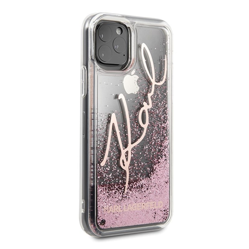 Karl Lagerfeld Signature Glitter Case - Etui iPhone 11 Pro Max (Rose Gold)