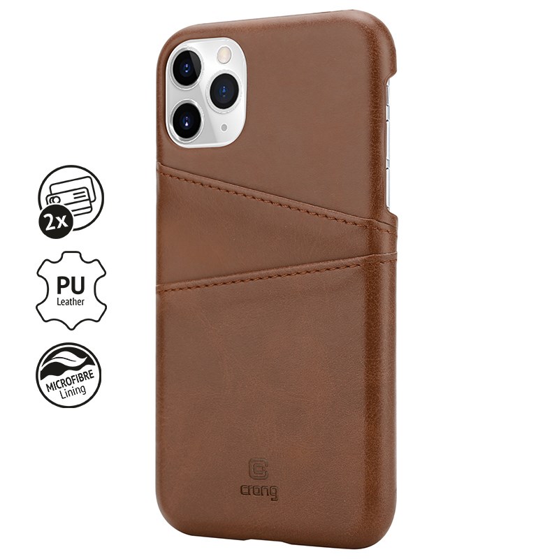 Crong Neat Cover - Etui iPhone 11 Pro z kieszeniami (brązowy)