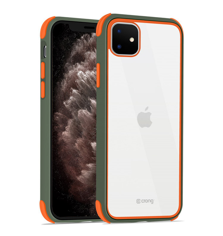 Crong Trace Clear Cover - Etui iPhone 11 (cyjan/pomarańczowy)