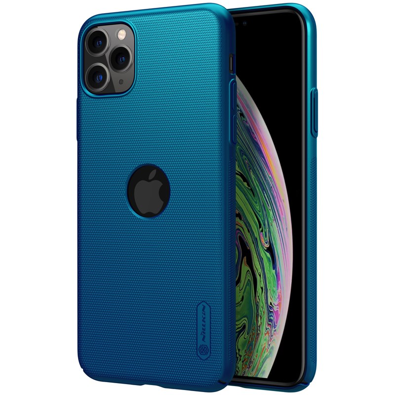 Nillkin Super Frosted Shield - Etui Apple iPhone 11 Pro Max z wycięciem na logo (Peacock Blue)