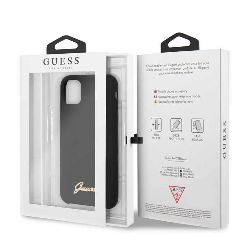 Guess Silicone Vintage - Etui iPhone 11 Pro (czarny)