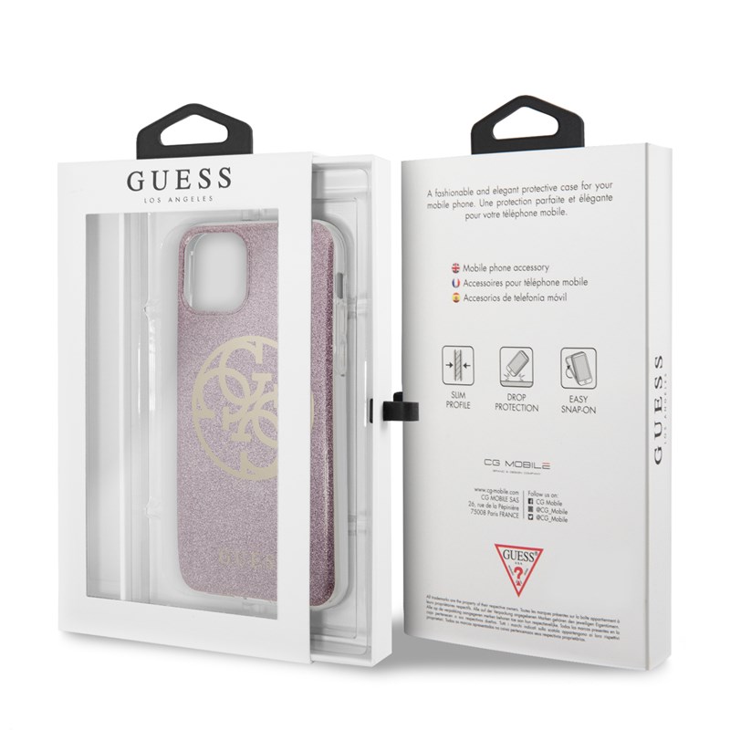 Guess Circle Glitter 4G - Etui iPhone 11 Pro (różowy)
