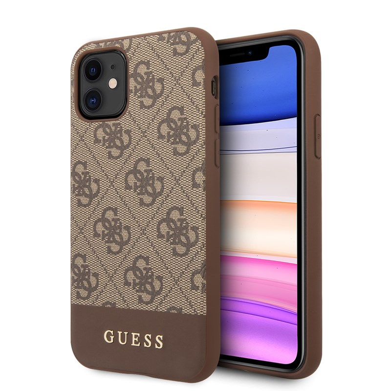 Guess 4G Bottom Stripe Collection - Etui iPhone 11 (brązowy)