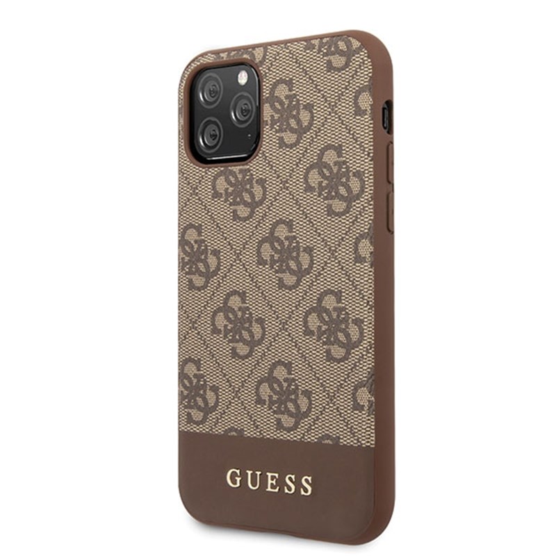 Guess 4G Bottom Stripe Collection - Etui iPhone 11 Pro Max (brązowy)