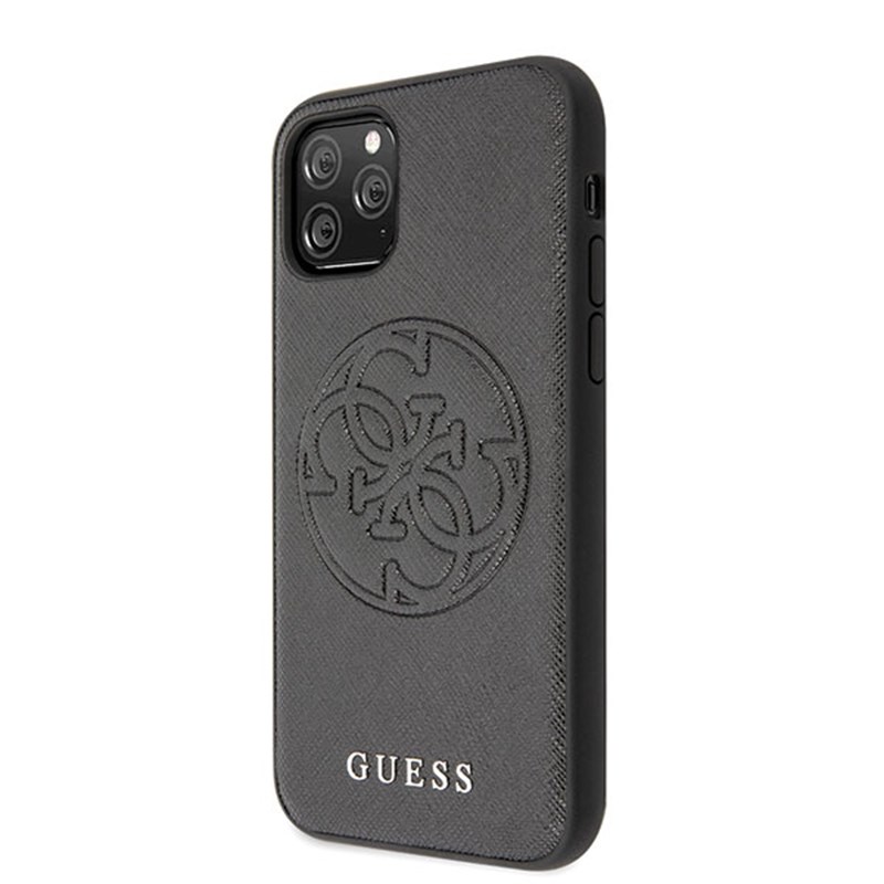 Guess Saffiano 4G Circle Logo - Etui iPhone 11 Pro Max (czarny)