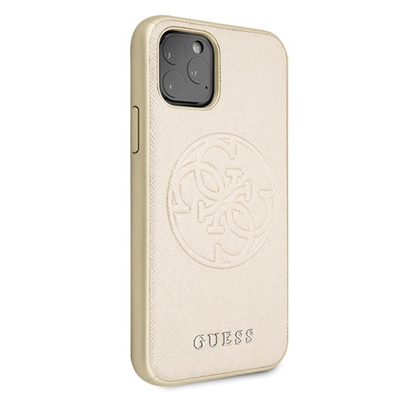 Guess Saffiano 4G Circle Logo - Etui iPhone 11 Pro Max (złoty)