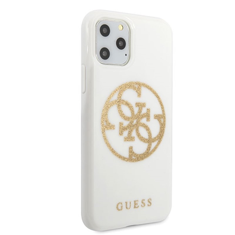 Guess Circle Glitter 4G - Etui iPhone 11 Pro Max (biały)