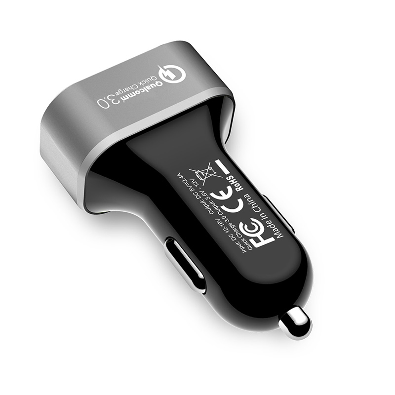 Crong Power Car Charger 30W - Ładowarka samochodowa USB QuickCharge 3.0 + USB 2.4A (aluminium)