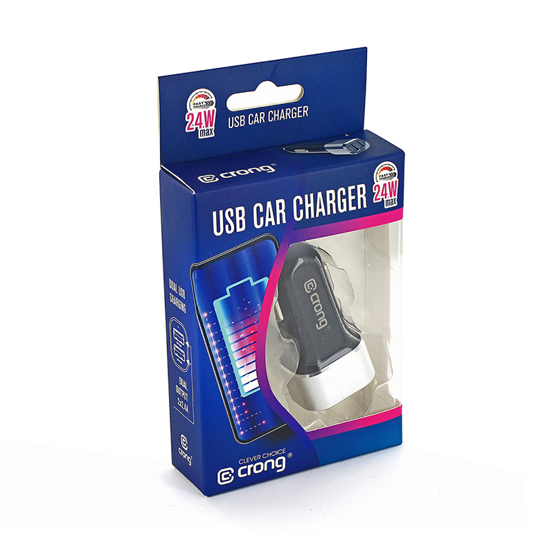 Crong Power Car Charger 24W - Ładowarka samochodowa 2xUSB 2.4A (aluminium)