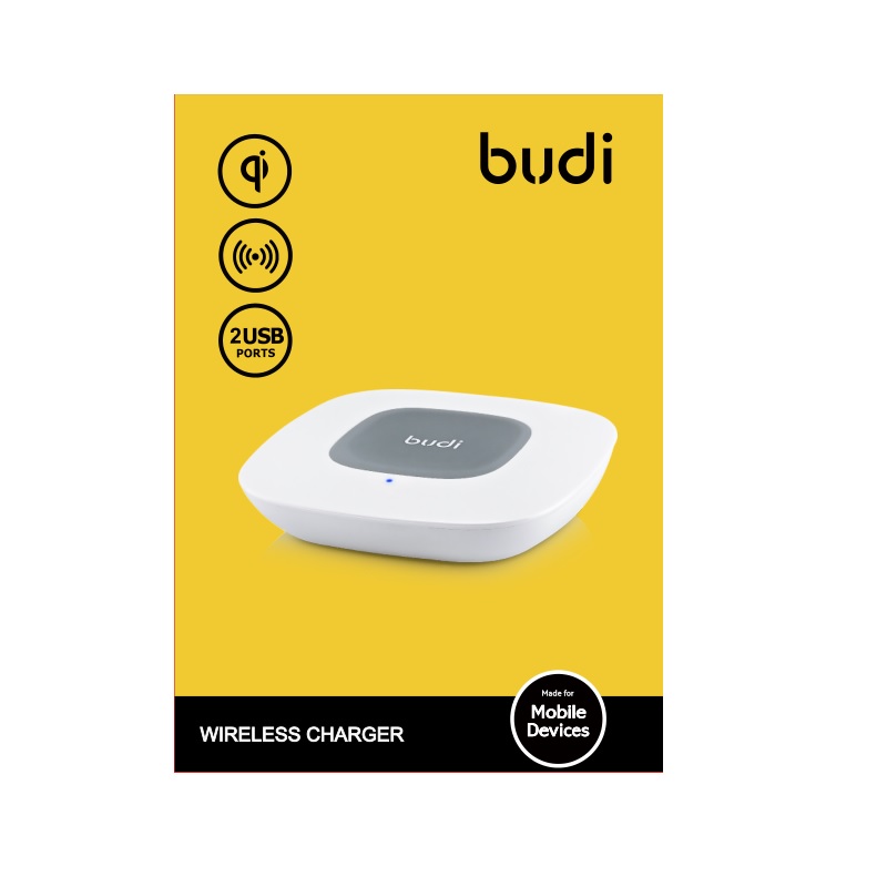 Budi - Ładowarka bezprzewodowa Qi oraz + porty USB (Biały)