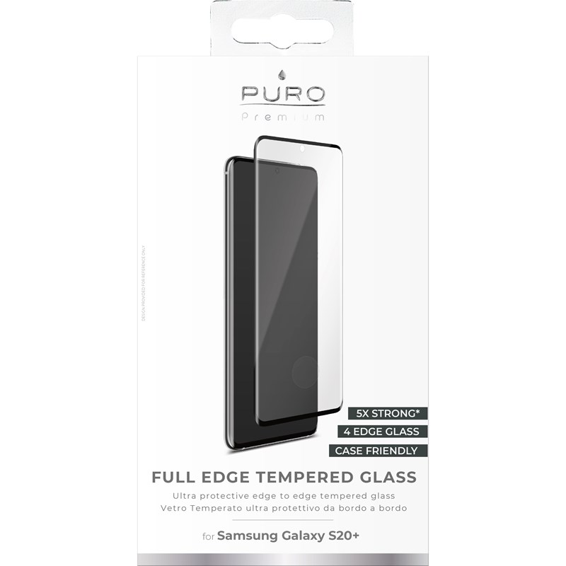 PURO Premium Full Edge Tempered Glass Case Friendly - Szkło ochronne hartowane na ekran Samsung Galaxy S20+ (czarna ramka)