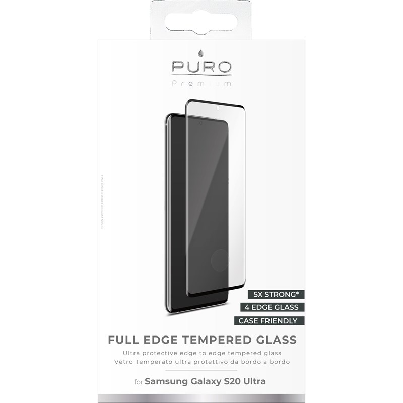 PURO Premium Full Edge Tempered Glass Case Friendly - Szkło ochronne hartowane na ekran Samsung Galaxy S20 Ultra (czarna ramka)