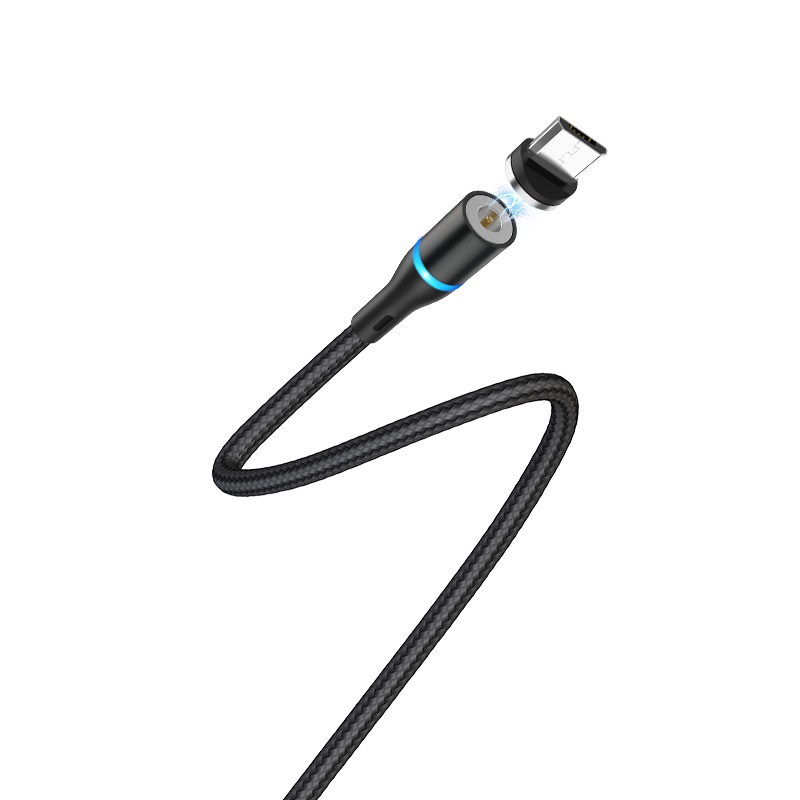 Borofone - Kabel USB-A do microUSB z magnetyczną końcówką i podświetleniem, 1,2 m (Czarny)