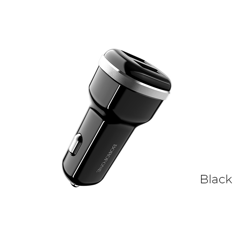 Borofone - ładowarka samochodowa 2x USB, czarny