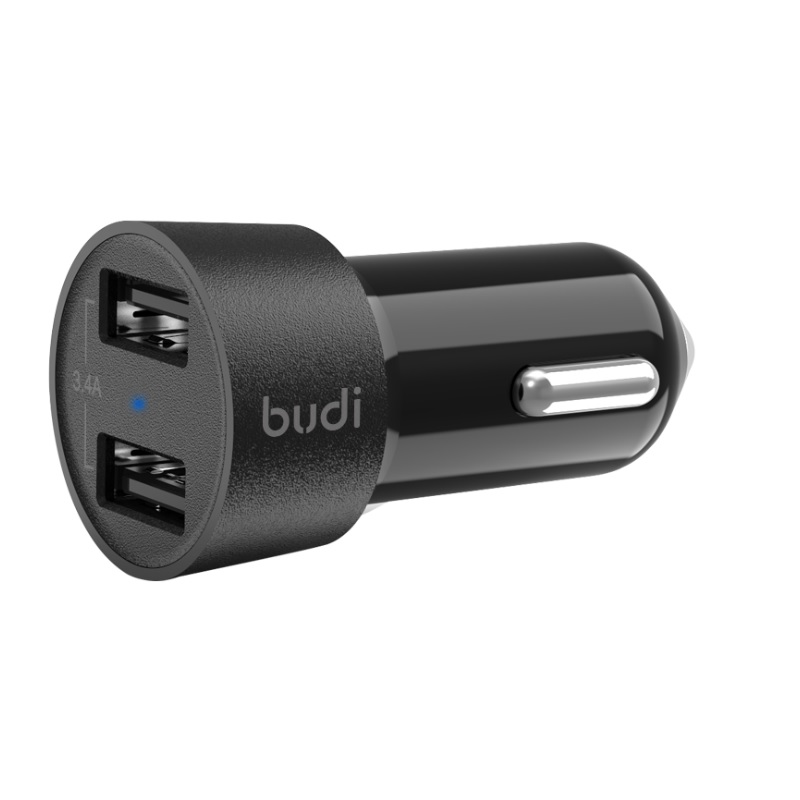 Budi - Ładowarka samochodowa 2x USB, 17W (Czarny)