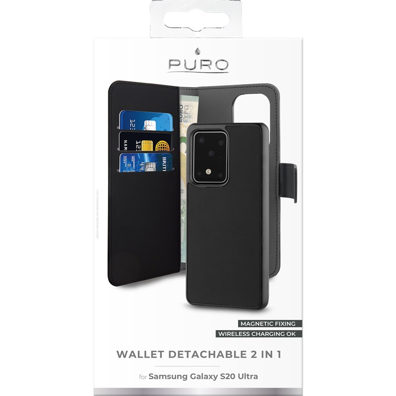 PURO Wallet Detachable - Etui 2w1 Samsung Galaxy S20 Ultra (czarny)