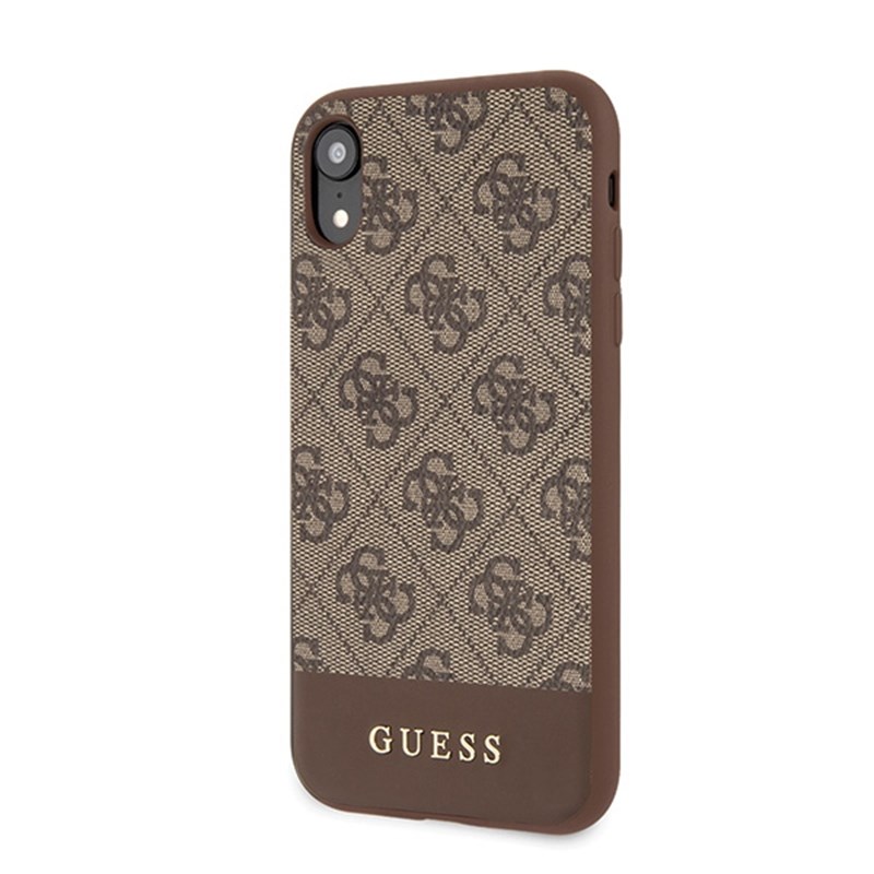 Guess 4G Bottom Stripe Collection - Etui iPhone XR (brązowy)