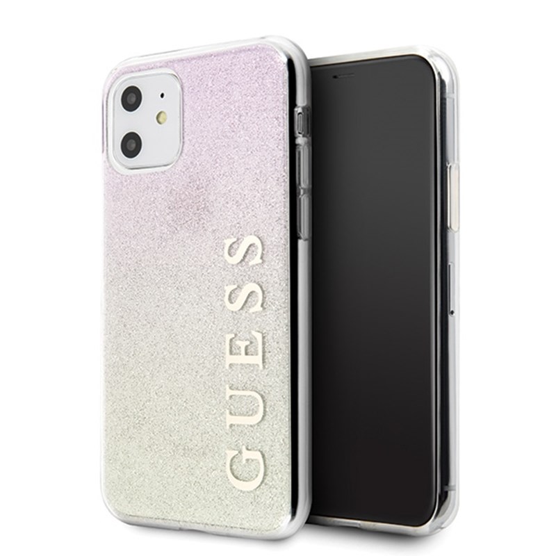 Guess Glitter Gradient - Etui iPhone 11 (Gold/Pink)