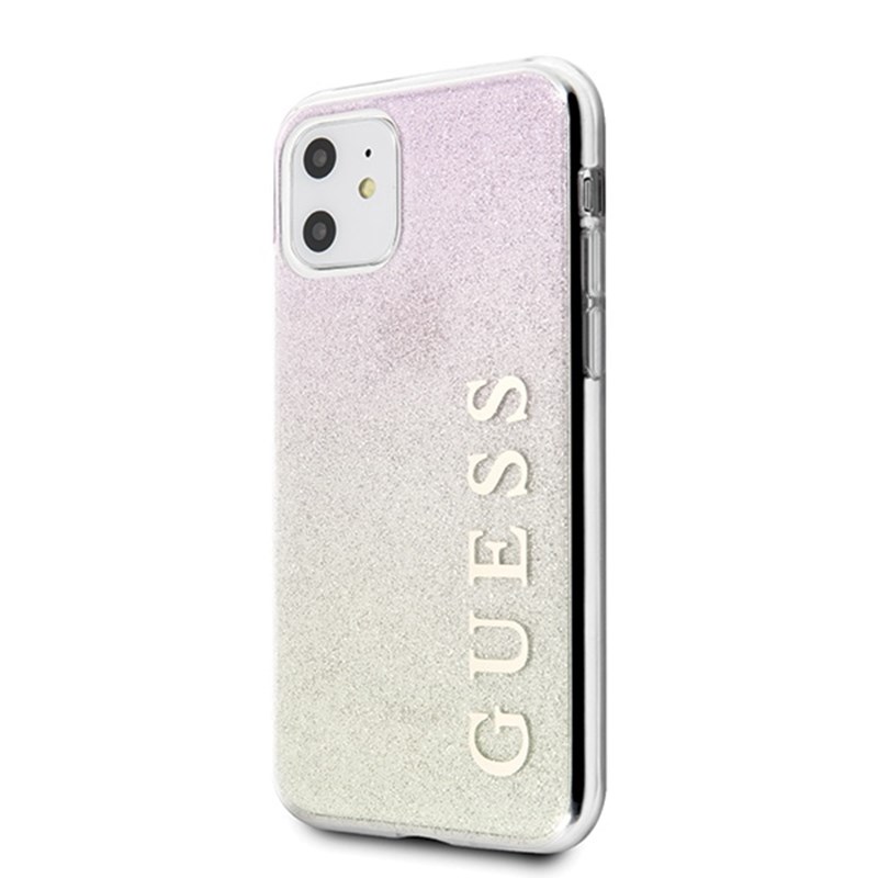 Guess Glitter Gradient - Etui iPhone 11 (Gold/Pink)