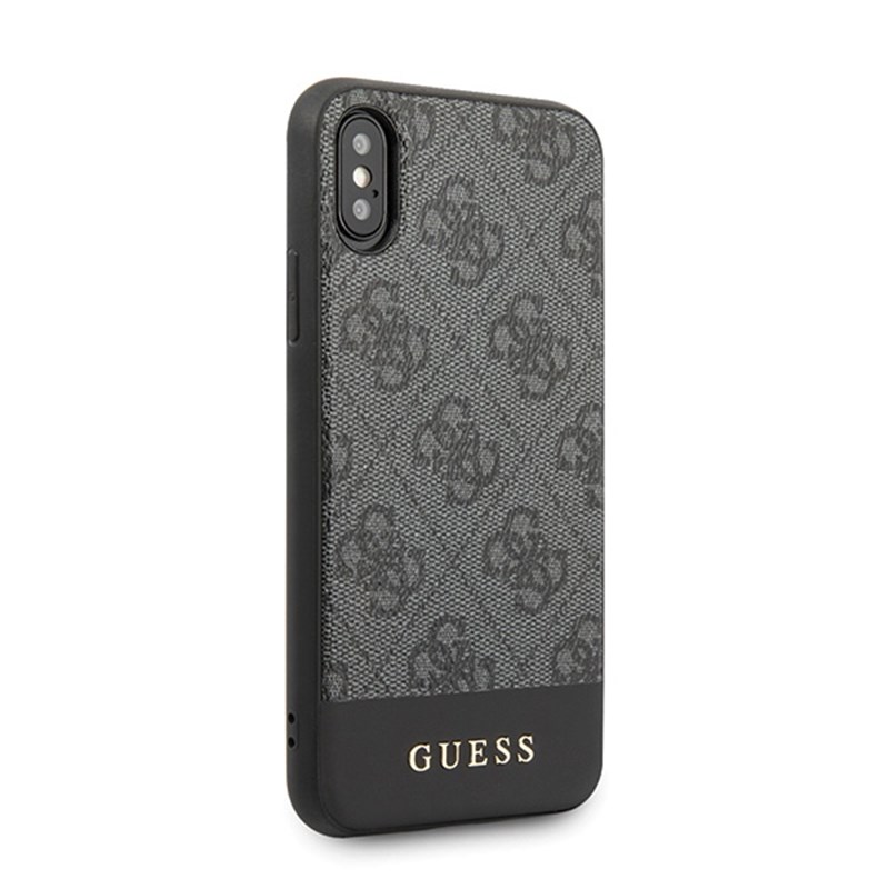 Guess 4G Bottom Stripe Collection - Etui iPhone Xs / X (szary)