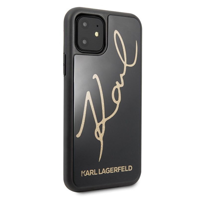 Karl Lagerfeld Double Layers Glitter Signature Case - Etui iPhone 11 (Black)