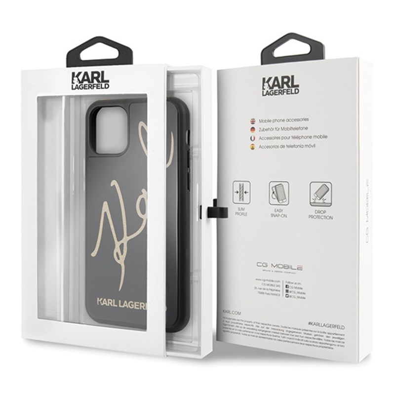 Karl Lagerfeld Double Layers Glitter Signature Case - Etui iPhone 11 (Black)