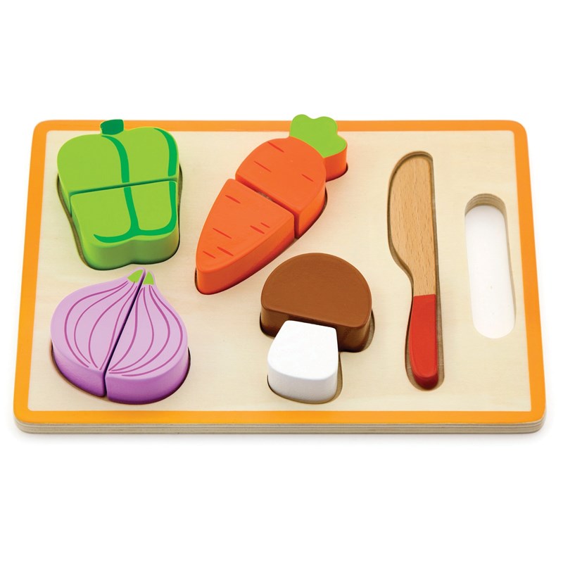 Viga Toys - Drewniana deska z warzywami do krojenia