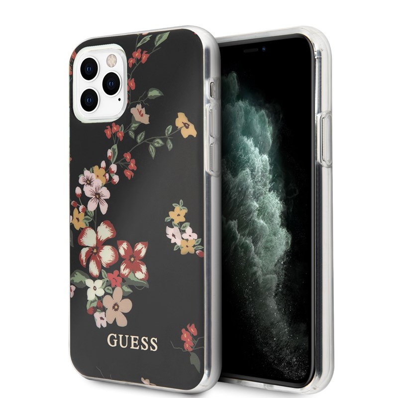 Guess Flower Shiny Collection N4 - Etui iPhone 11 Pro (Black)