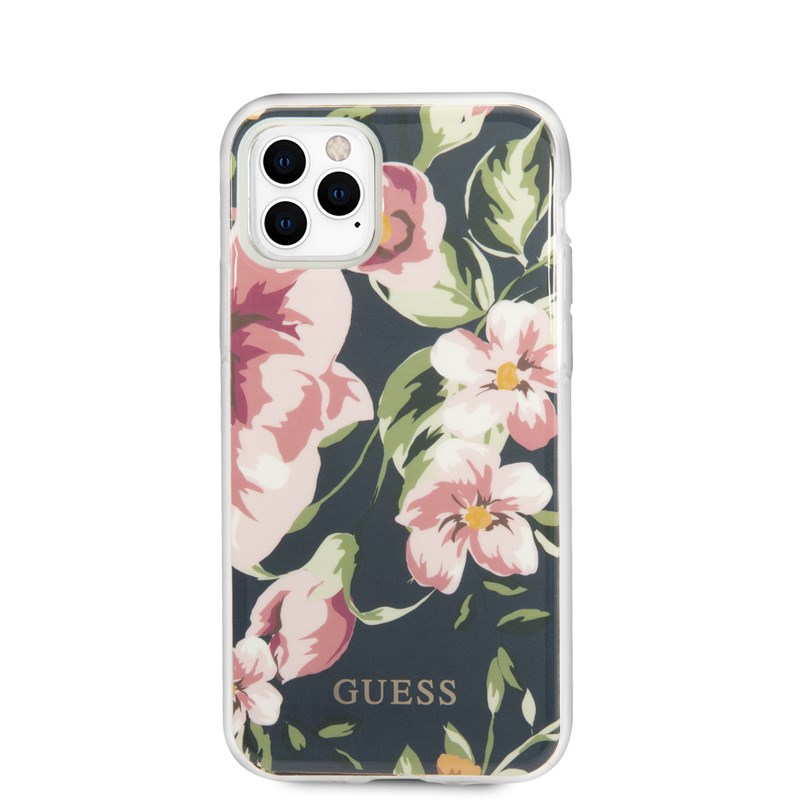 Guess Flower Shiny Collection N3 - Etui iPhone 11 Pro Max (Navy)