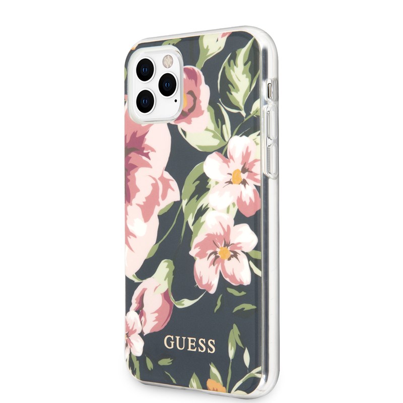 Guess Flower Shiny Collection N3 - Etui iPhone 11 Pro Max (Navy)