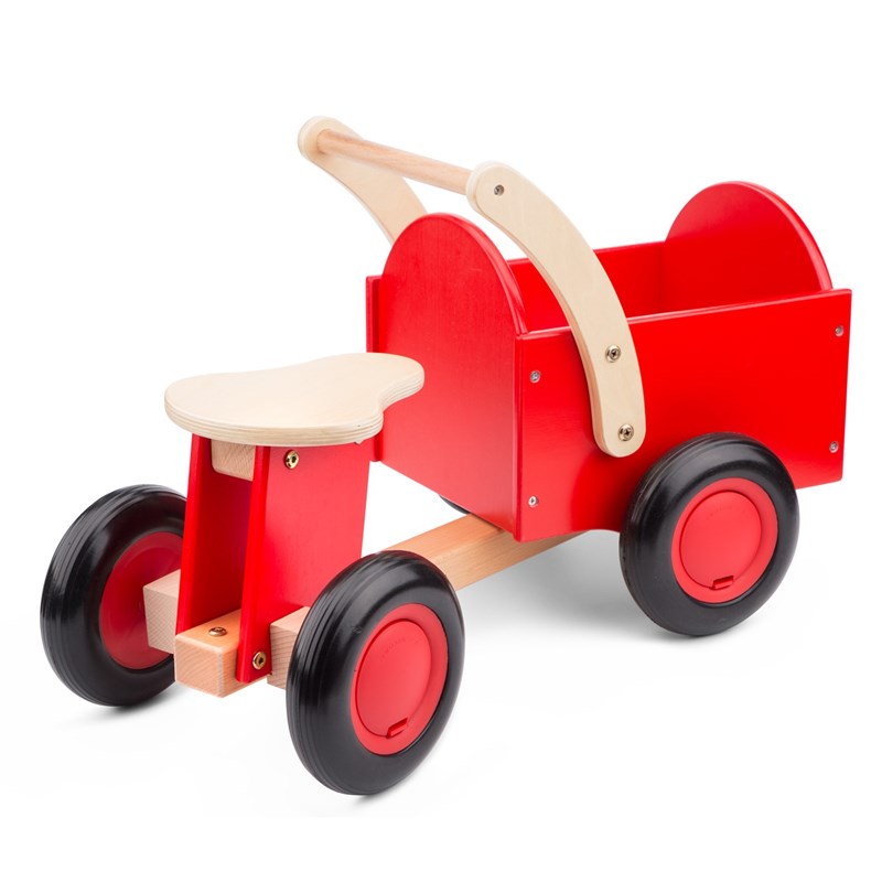 New Classic Toys - Drewniany rowerek biegowy cargo czerwony