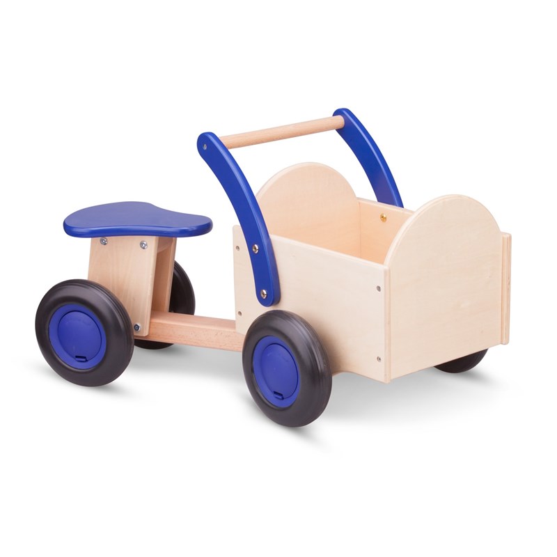 New Classic Toys - Drewniany rowerek biegowy cargo niebieski