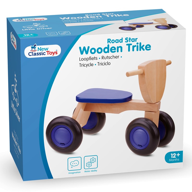 New Classic Toys - Drewniany rowerek biegowy niebieski
