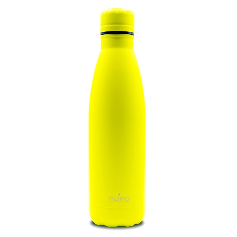 PURO ICON Fluo - Butelka termiczna ze stali nierdzewnej 500 ml (Yellow) (Powder Coating)