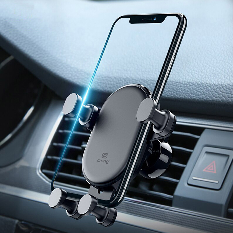 Crong Gravity Auto-Lock Car Holder – Uchwyt samochodowy grawitacyjny do telefonu 4,7”-6,5” (czarny)
