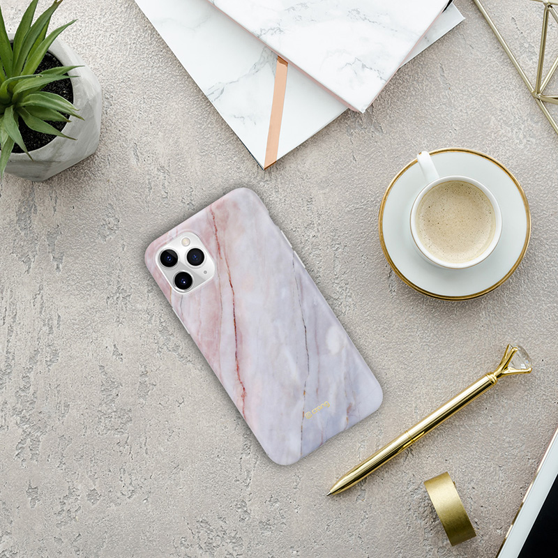 Crong Marble Case – Etui iPhone 11 Pro (różowy)