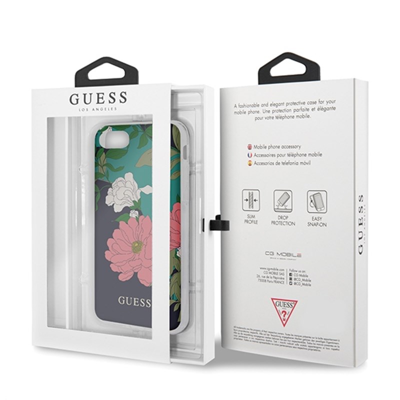 Guess Flower Shiny Collection N1 - Etui iPhone SE 2020 / 8 / 7 (Black)