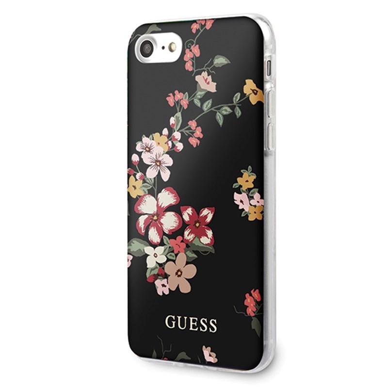 Guess Flower Shiny Collection N4 - Etui iPhone SE 2020 / 8 / 7 (Black)